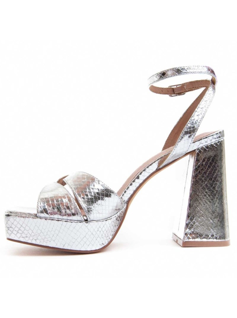 Sandalo Con Tacco Materiale Sintetico Montevita Argento - Kiabi