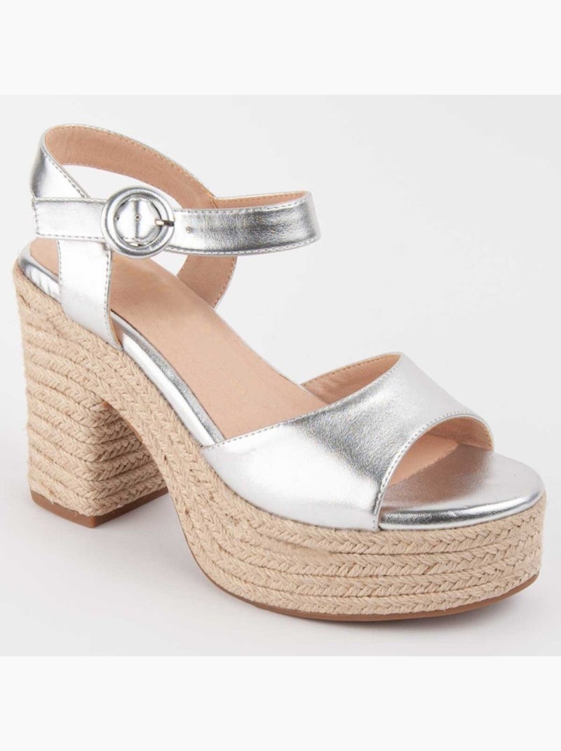 Sandalo Con Tacco Materiale Sintetico Montevita Argento - Kiabi