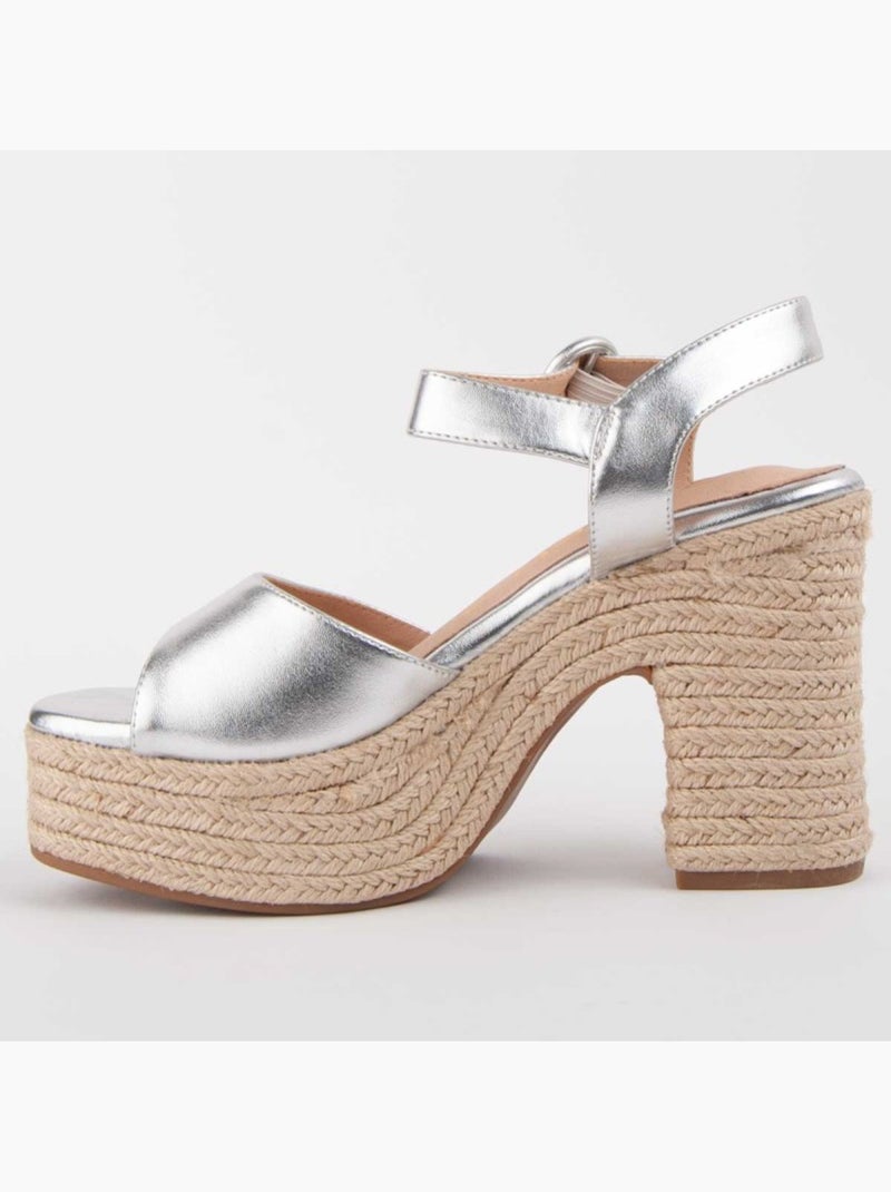 Sandalo Con Tacco Materiale Sintetico Montevita Argento - Kiabi