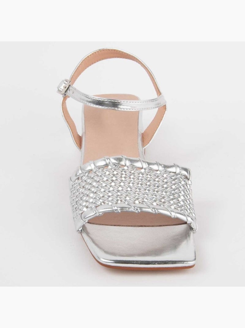 Sandalo Con Tacco Materiale Sintetico Montevita Argento - Kiabi
