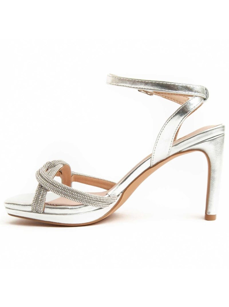 Sandalo Con Tacco Materiale Sintetico Montevita Argento - Kiabi