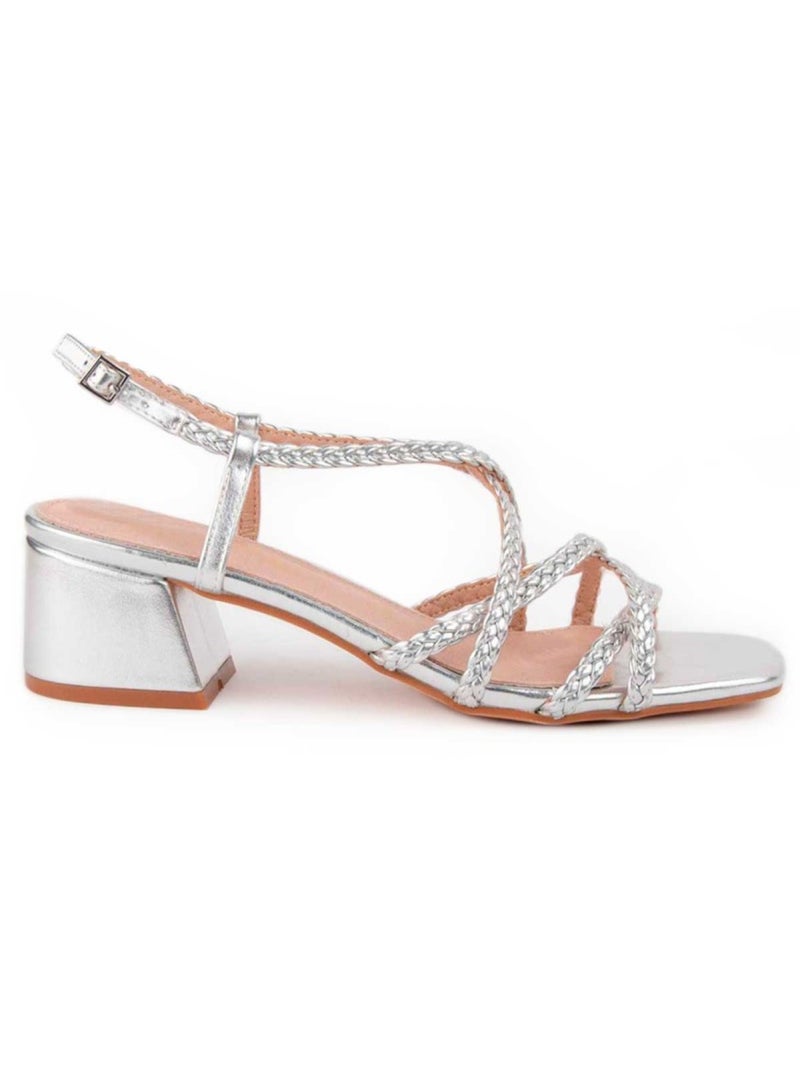Sandalo Con Tacco Materiale Sintetico Montevita Argento - Kiabi