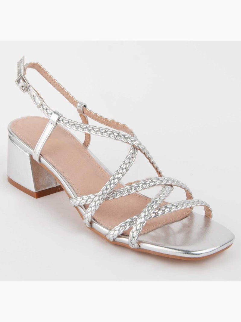 Sandalo Con Tacco Materiale Sintetico Montevita Argento - Kiabi