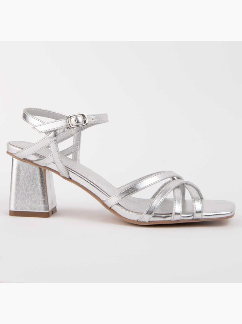 Sandalo Con Tacco Materiale Sintetico Montevita Argento - Kiabi