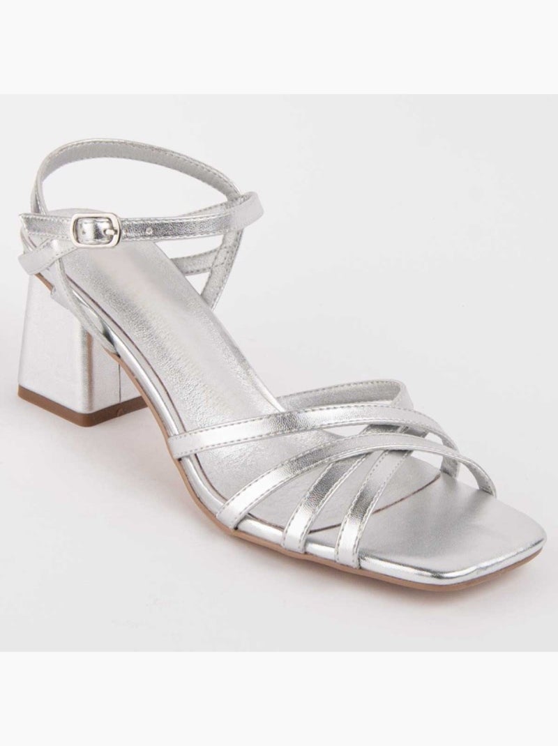 Sandalo Con Tacco Materiale Sintetico Montevita Argento - Kiabi