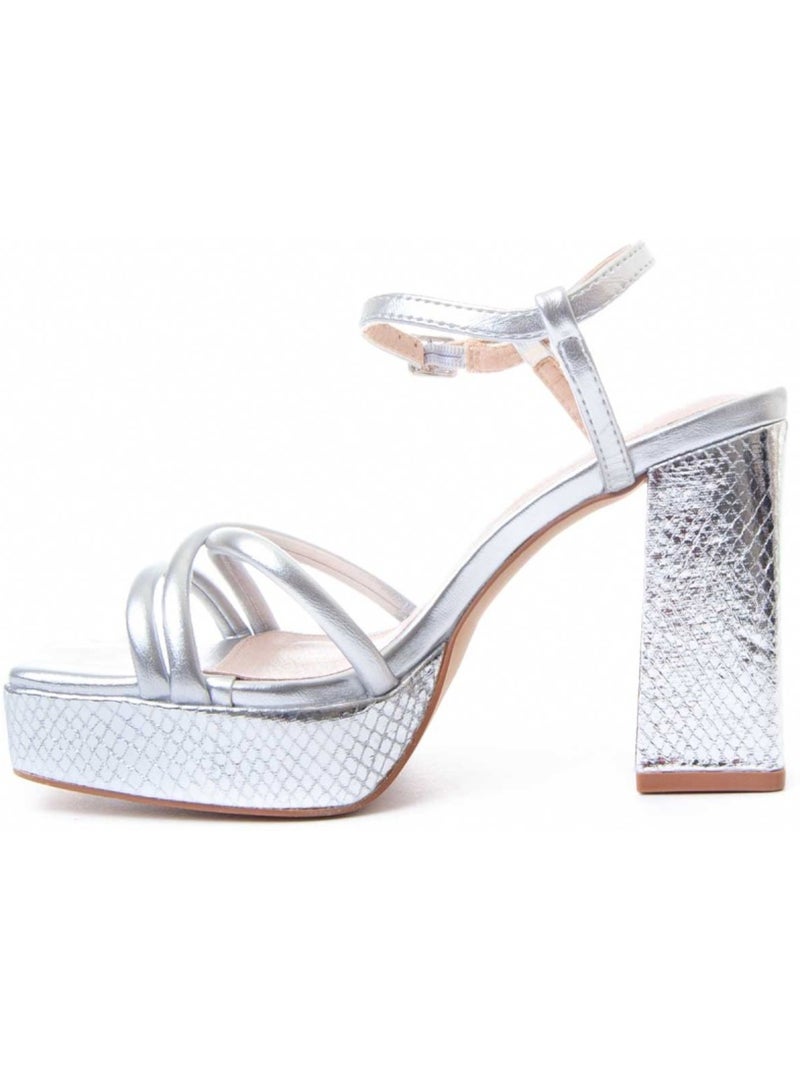 Sandalo Con Tacco Materiale Sintetico Montevita Argento - Kiabi