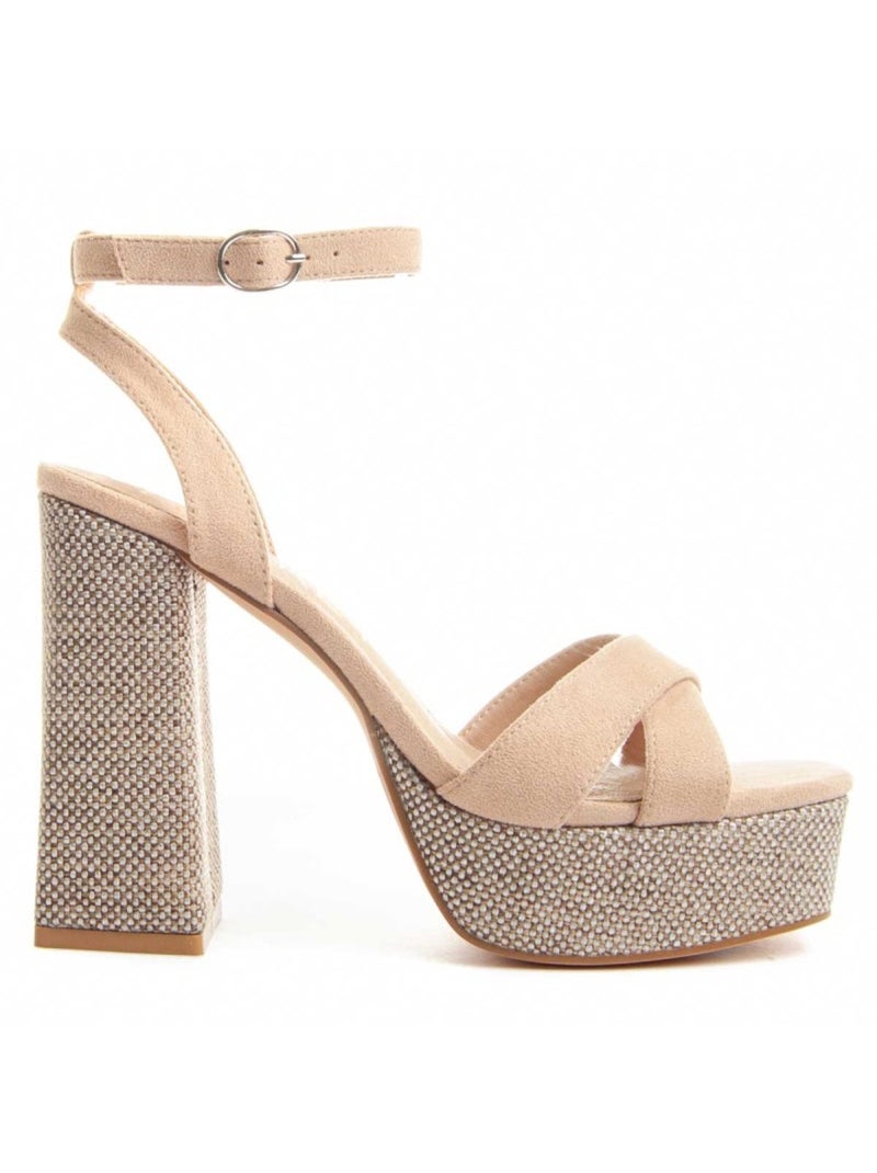 Sandalo Con Tacco Materiale Sintetico Montevita Beige - Kiabi