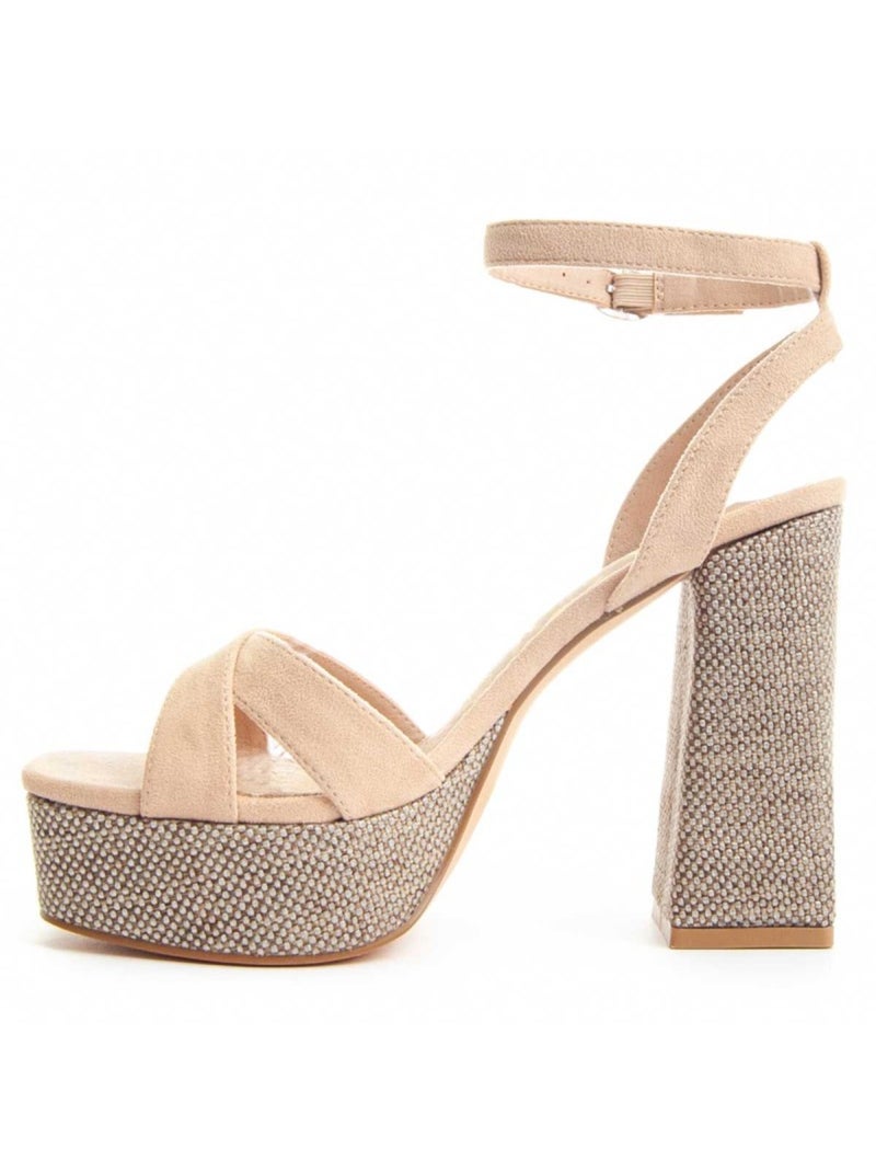 Sandalo Con Tacco Materiale Sintetico Montevita Beige - Kiabi