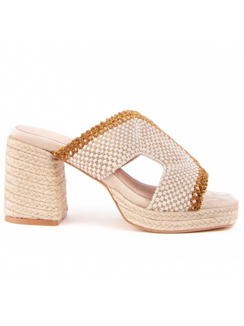 Sandalo Con Tacco Materiale Sintetico Montevita Beige - Kiabi