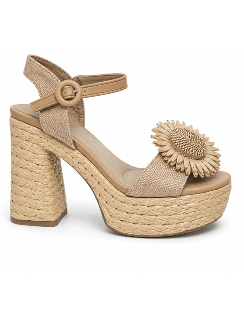 Sandalo con tacco materiale sintetico montevita Beige - Kiabi