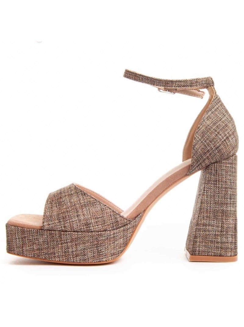 Sandalo Con Tacco Materiale Sintetico Montevita Marrone - Kiabi