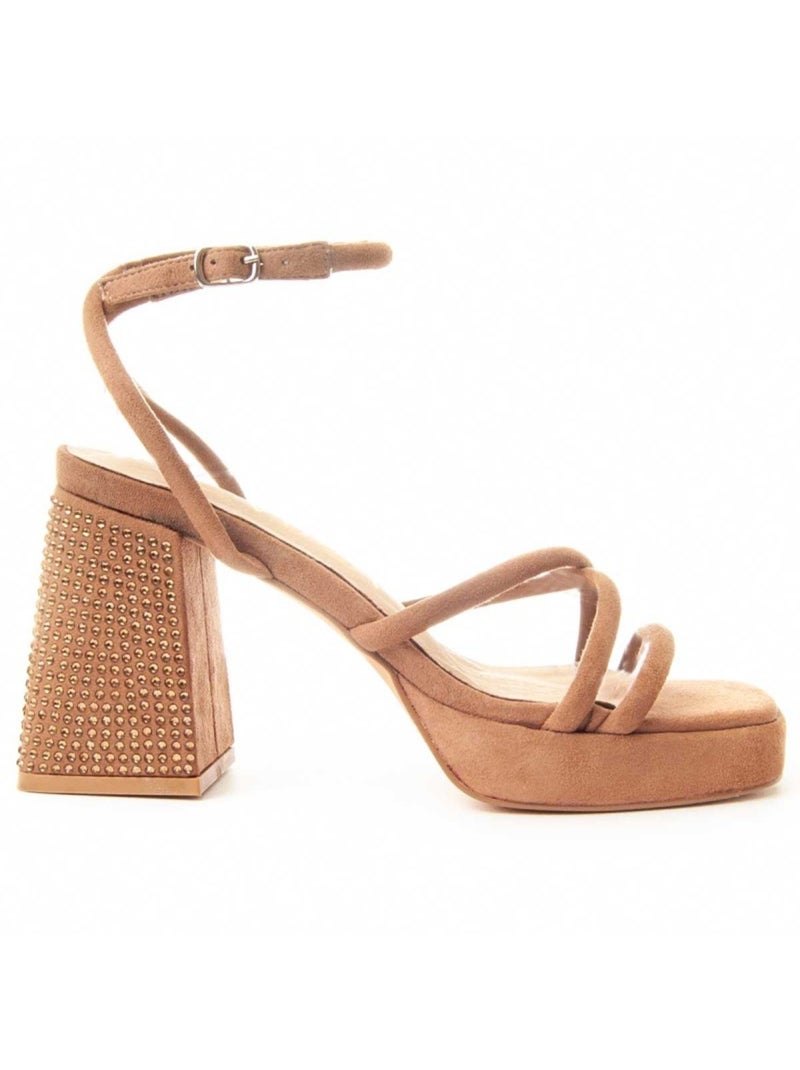Sandalo Con Tacco Materiale Sintetico Montevita Marrone - Kiabi