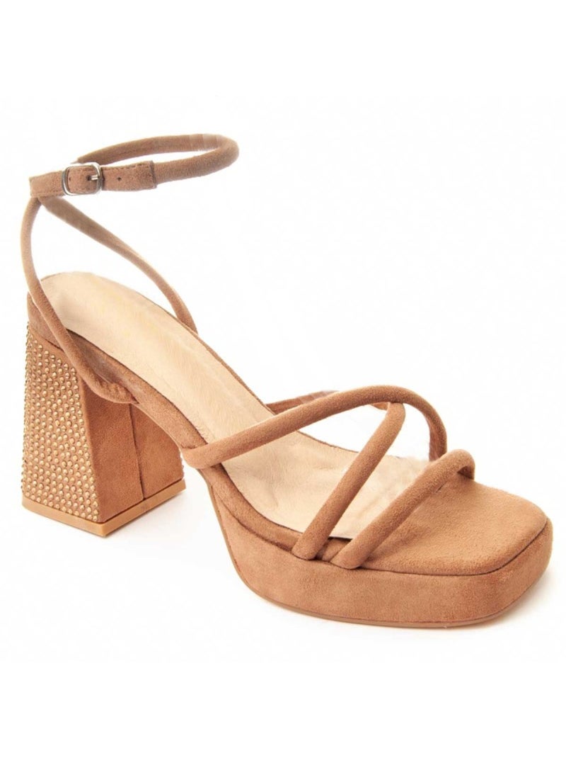 Sandalo Con Tacco Materiale Sintetico Montevita Marrone - Kiabi