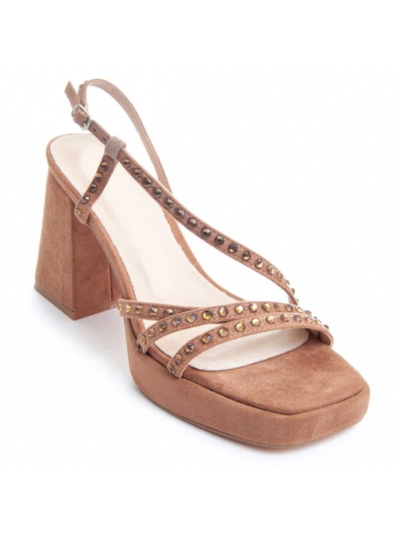 Sandalo Con Tacco Materiale Sintetico Montevita Marrone - Kiabi