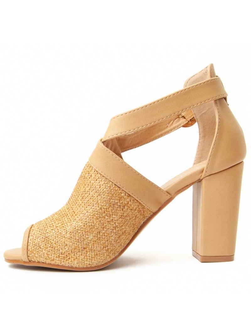 Sandalo Con Tacco Materiale Sintetico Montevita Marrone - Kiabi
