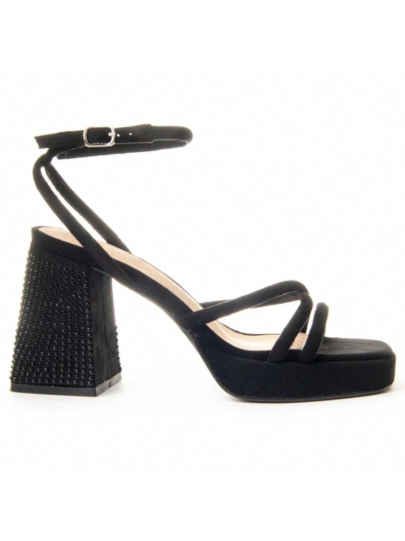 Sandalo Con Tacco Materiale Sintetico Montevita Nero - Kiabi