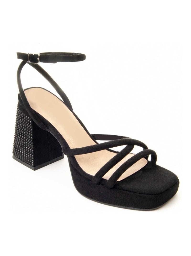 Sandalo Con Tacco Materiale Sintetico Montevita Nero - Kiabi