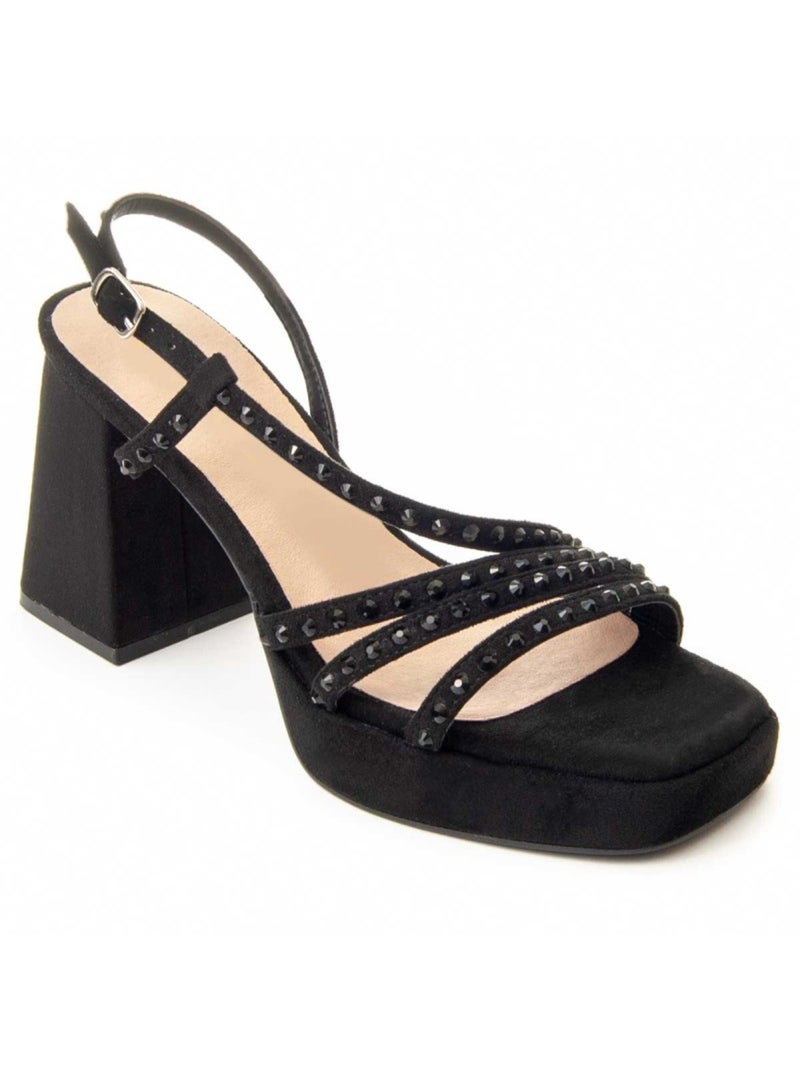 Sandalo Con Tacco Materiale Sintetico Montevita Nero - Kiabi