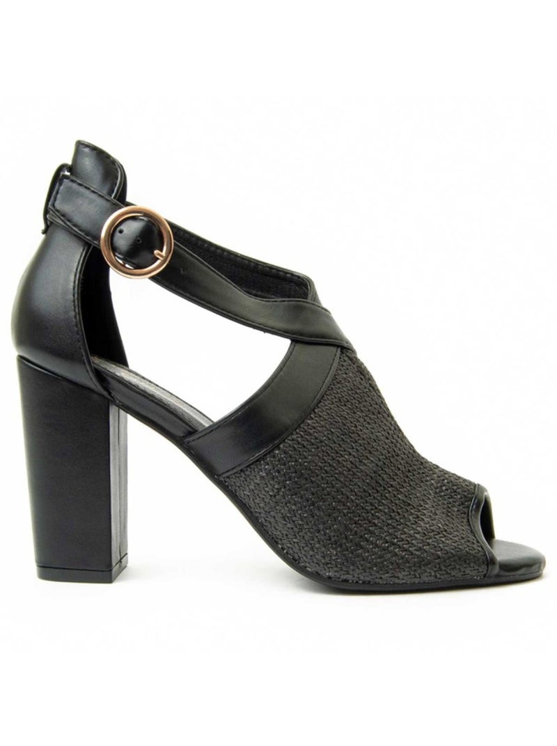 Sandalo Con Tacco Materiale Sintetico Montevita Nero - Kiabi