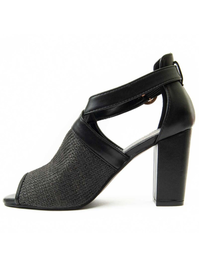 Sandalo Con Tacco Materiale Sintetico Montevita Nero - Kiabi