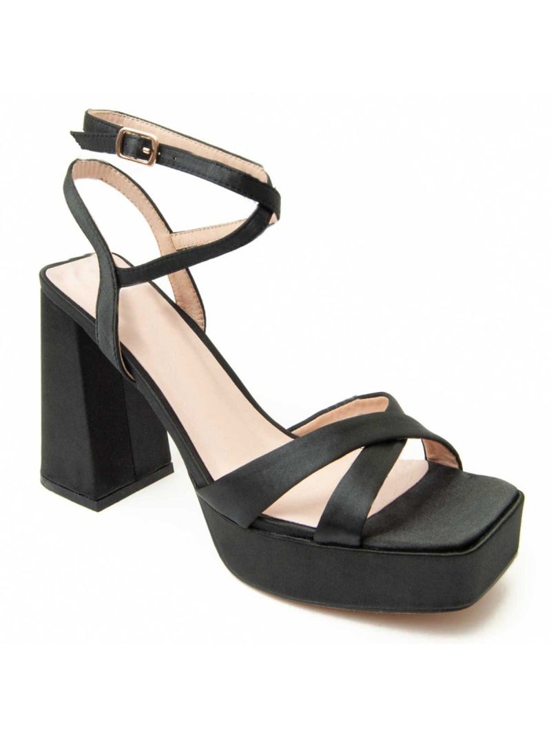 Sandalo Con Tacco Materiale Sintetico Montevita Nero - Kiabi