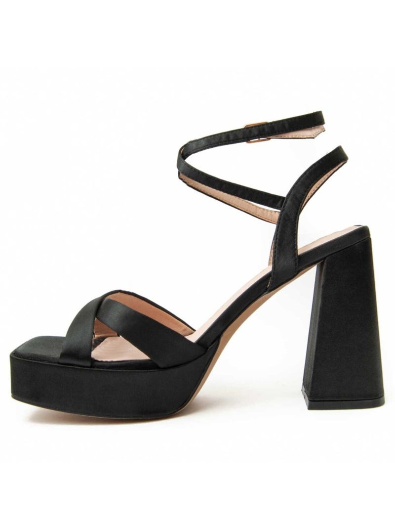 Sandalo Con Tacco Materiale Sintetico Montevita Nero - Kiabi