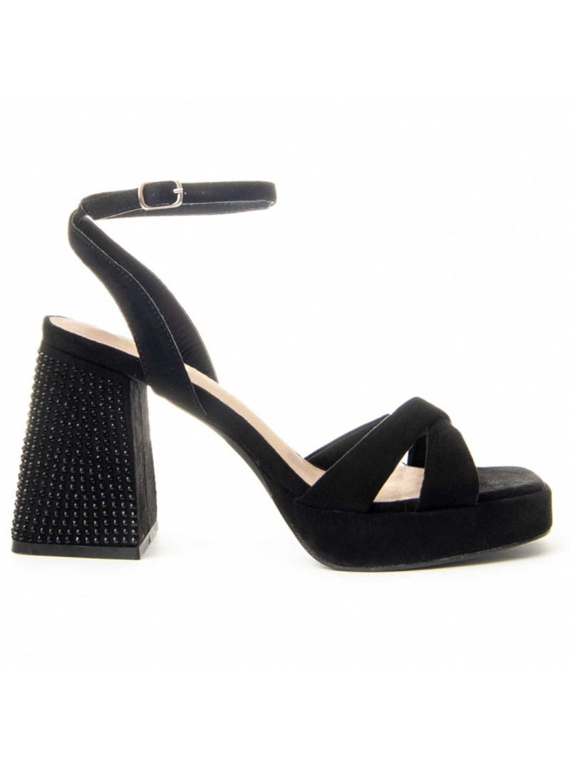 Sandalo Con Tacco Materiale Sintetico Montevita Nero - Kiabi