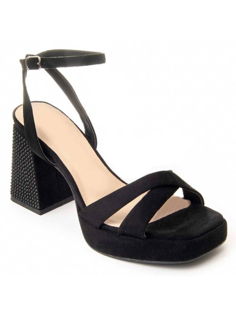 Sandalo Con Tacco Materiale Sintetico Montevita Nero - Kiabi