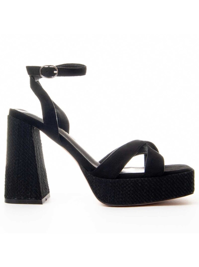 Sandalo Con Tacco Materiale Sintetico Montevita Nero - Kiabi