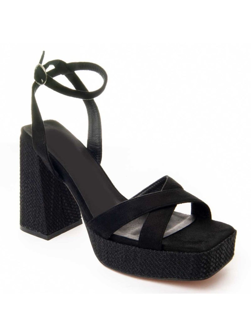Sandalo Con Tacco Materiale Sintetico Montevita Nero - Kiabi