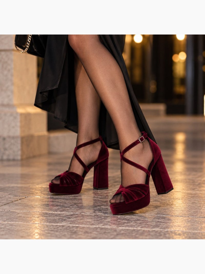 Sandalo con tacco materiale sintetico montevita Rosso - Kiabi