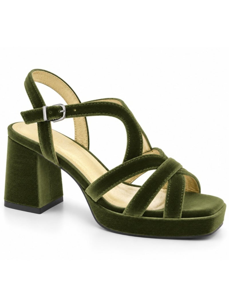 Sandalo con tacco materiale sintetico montevita Verde - Kiabi