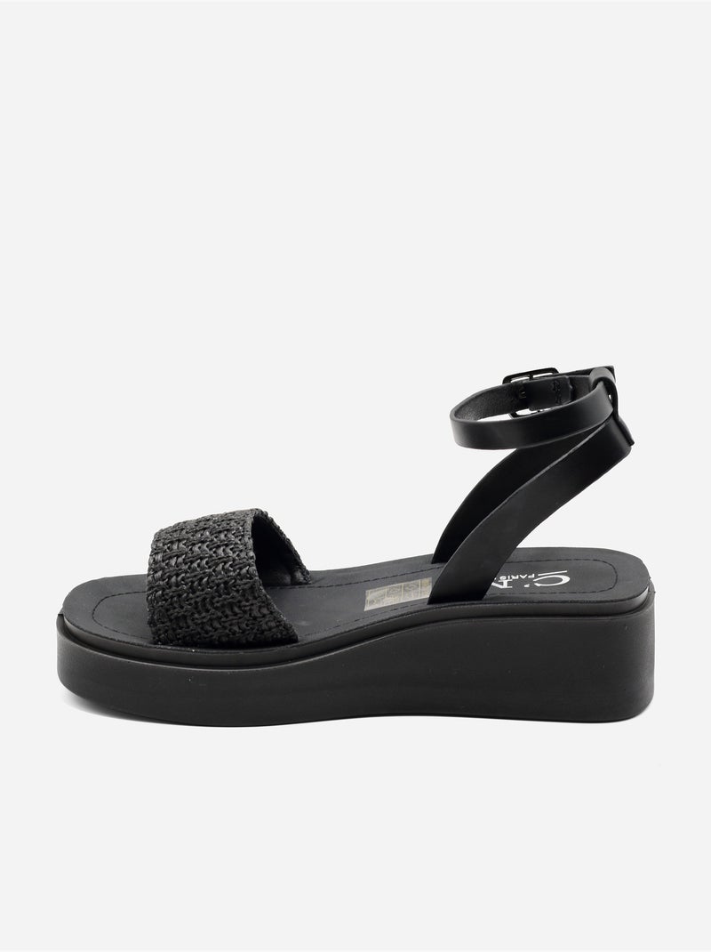 Sandalo con zeppa cinturino incrociato Nero - Kiabi