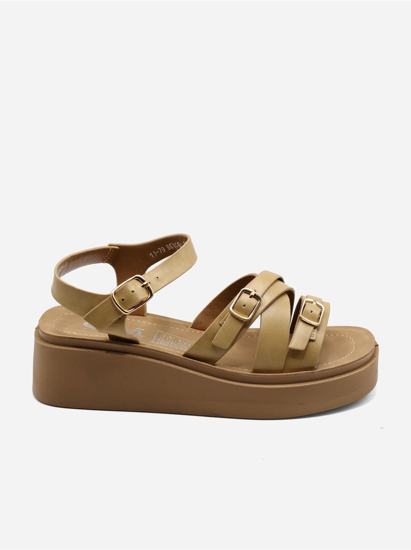 Sandalo con zeppa da infilare - C M Beige - Kiabi