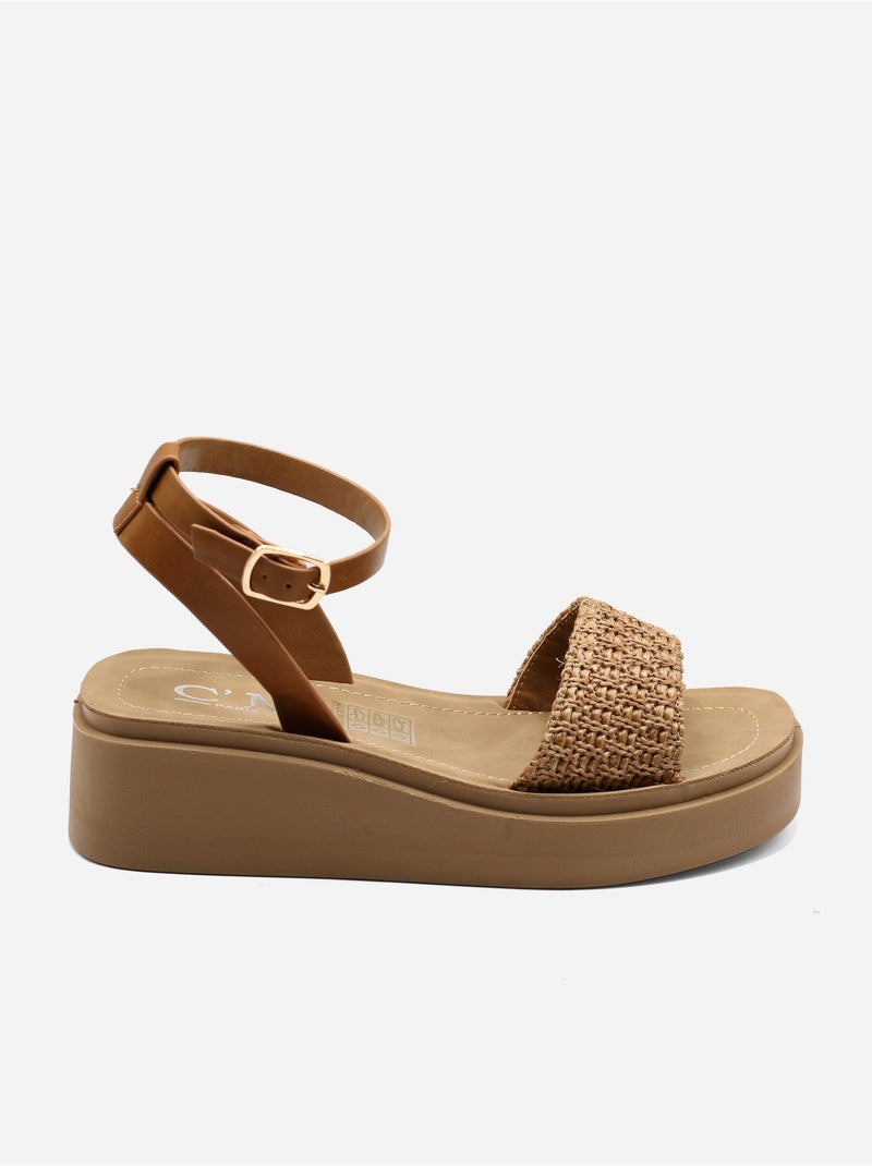 Sandalo con zeppa da infilare - C M Cammello - Kiabi