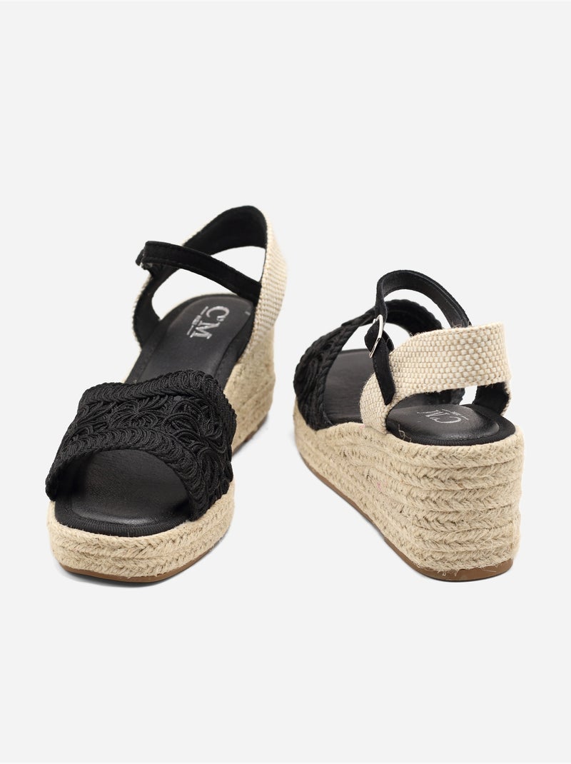 Sandalo con zeppa da infilare - C M Nero - Kiabi