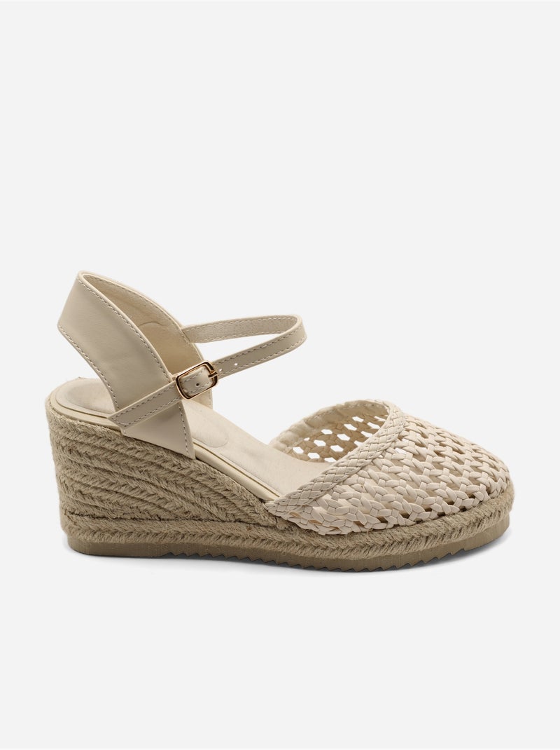 Sandalo con zeppa intrecciato Beige - Kiabi