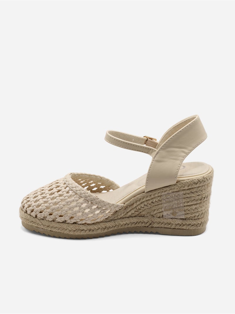 Sandalo con zeppa intrecciato Beige - Kiabi
