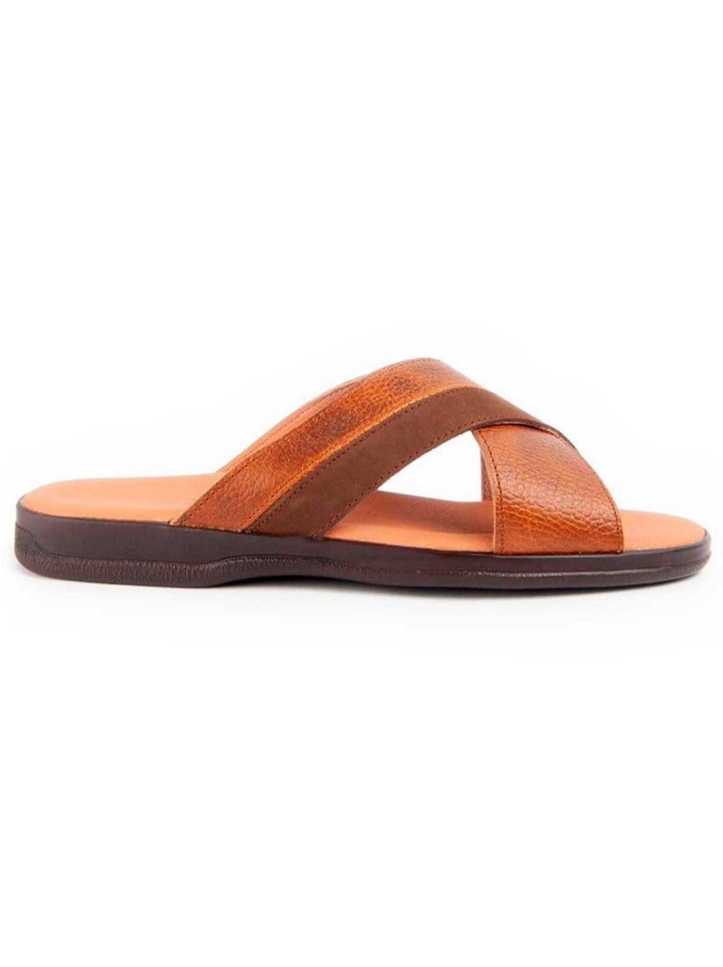 Sandalo Pelle Naturale Purapiel Marrone - Kiabi