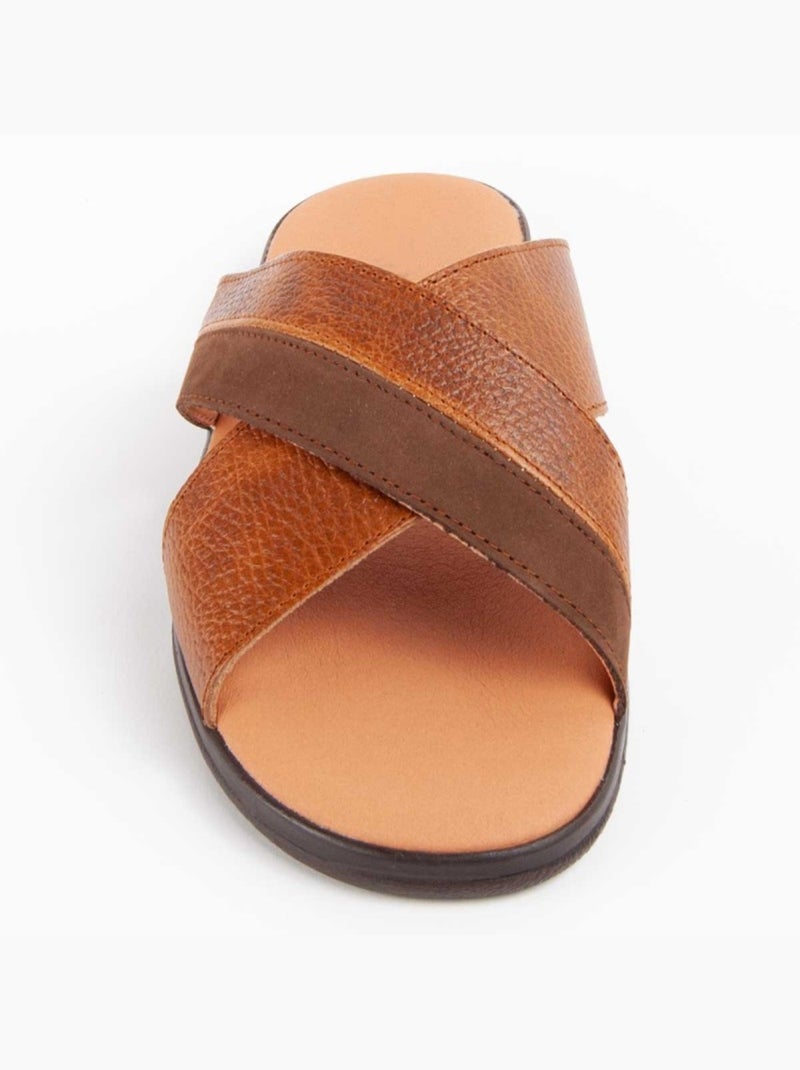 Sandalo Pelle Naturale Purapiel Marrone - Kiabi