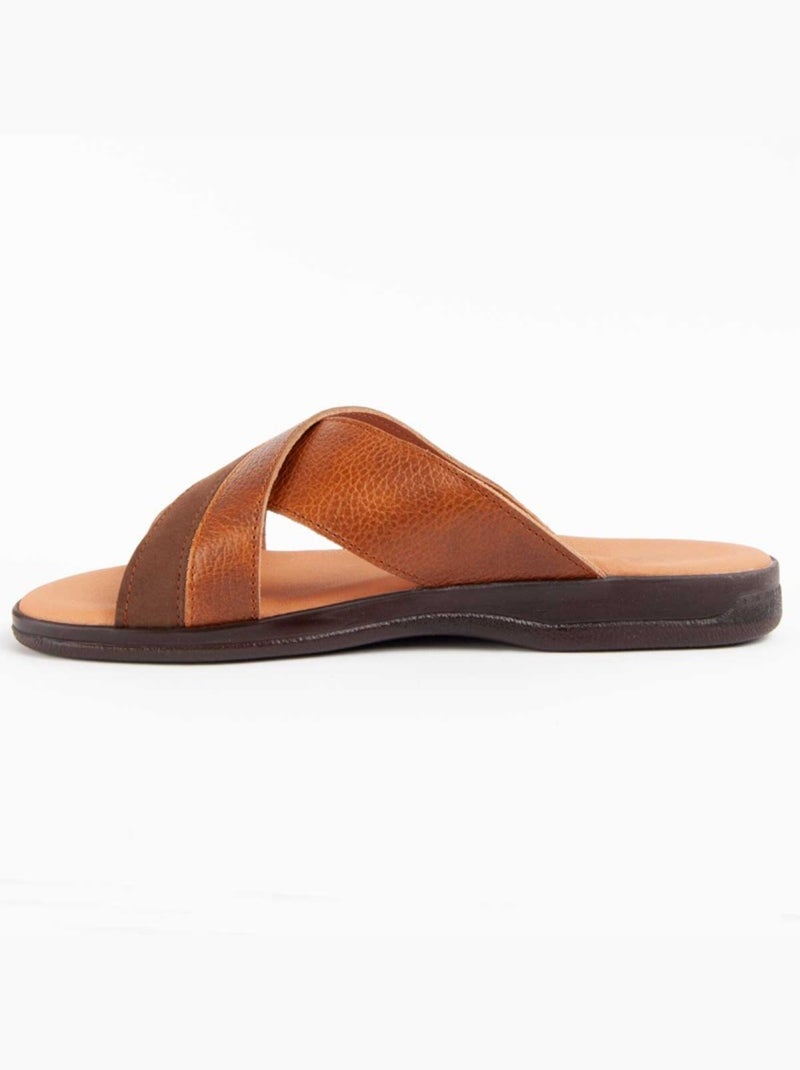 Sandalo Pelle Naturale Purapiel Marrone - Kiabi
