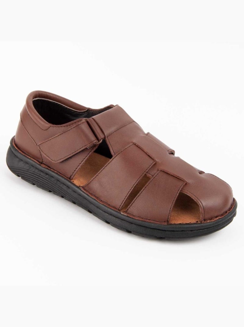 Sandalo Pelle Naturale Purapiel Marrone - Kiabi