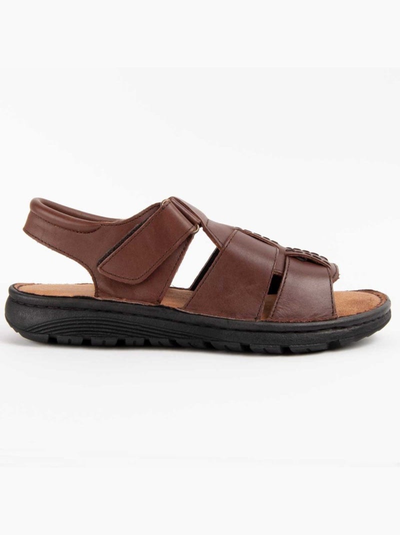 Sandalo Pelle Naturale Purapiel Marrone - Kiabi