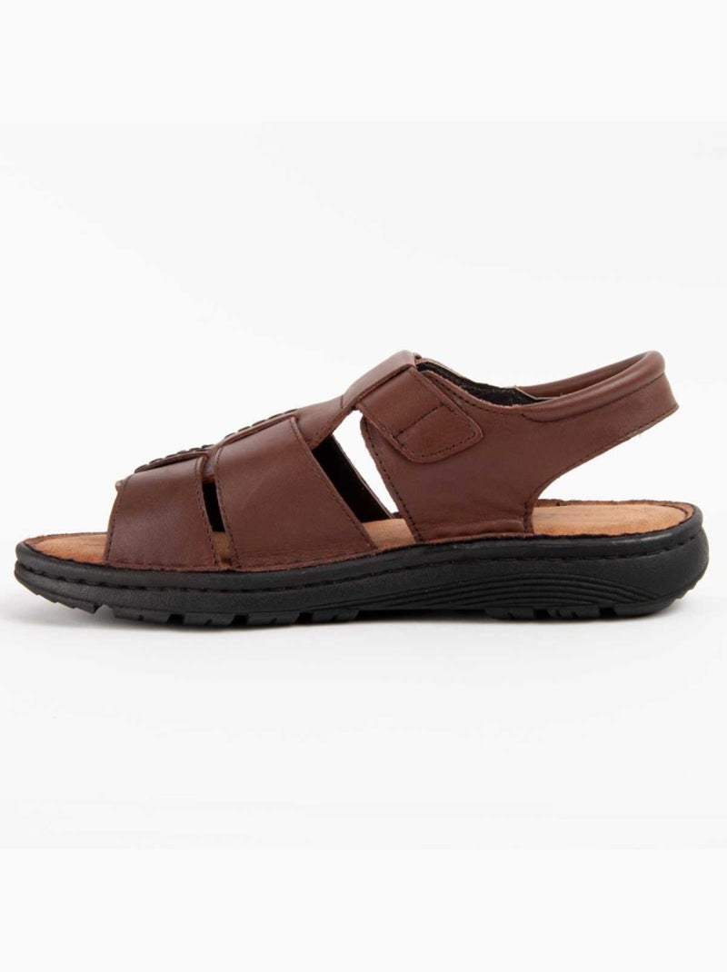 Sandalo Pelle Naturale Purapiel Marrone - Kiabi
