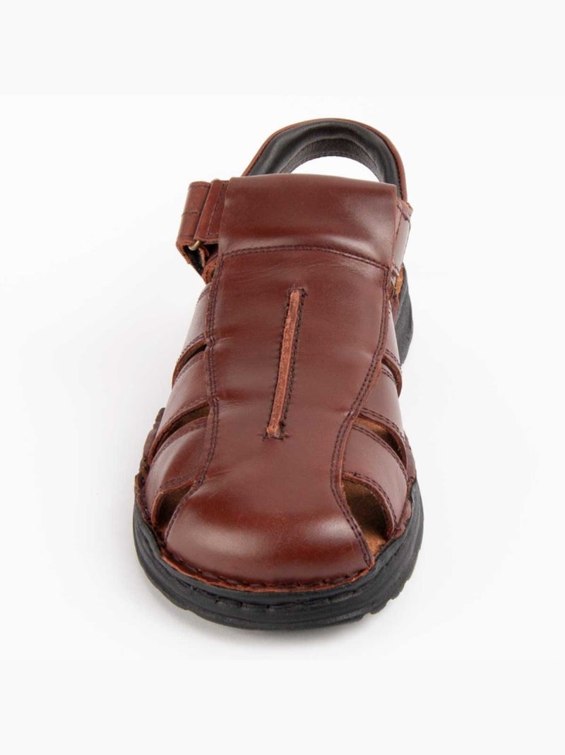 Sandalo Pelle Naturale Purapiel Marrone - Kiabi