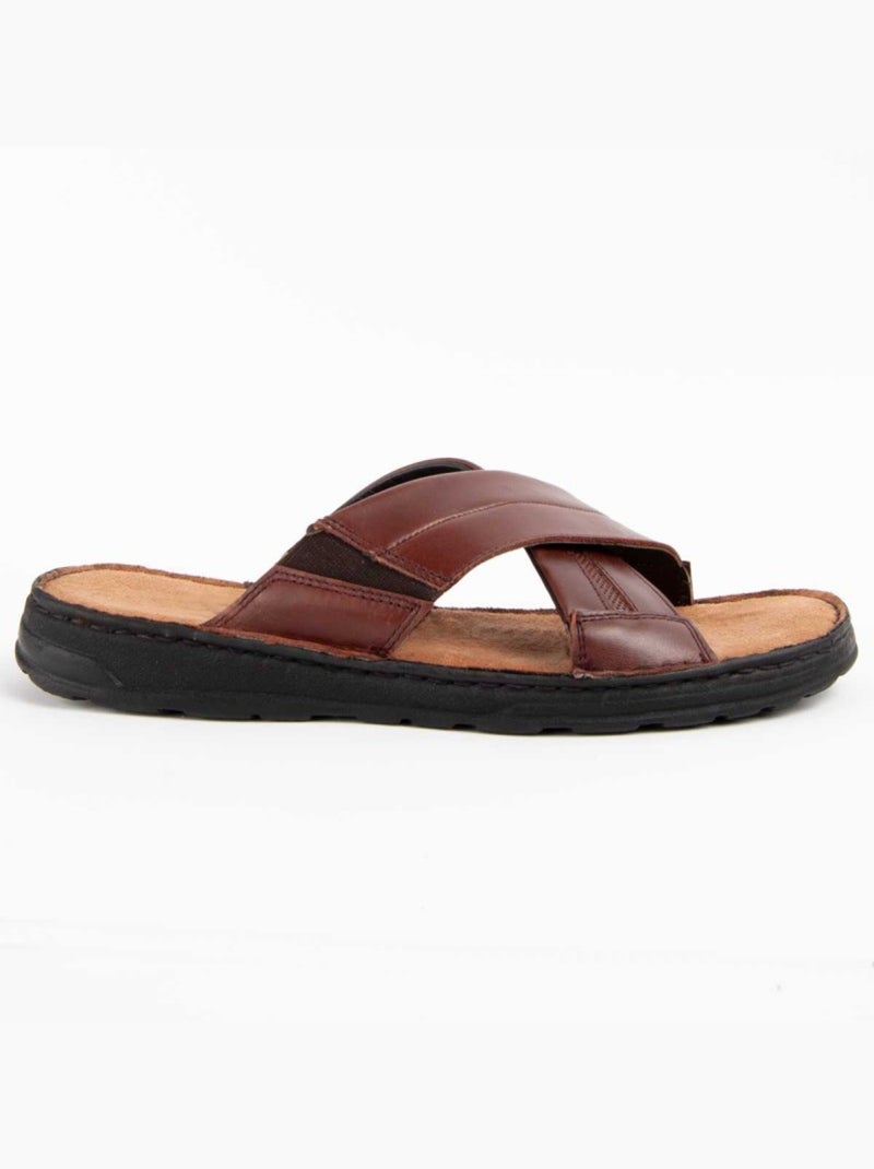 Sandalo Pelle Naturale Purapiel Marrone - Kiabi