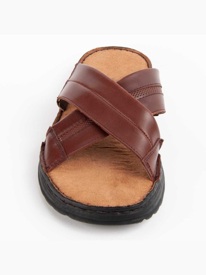 Sandalo Pelle Naturale Purapiel Marrone - Kiabi