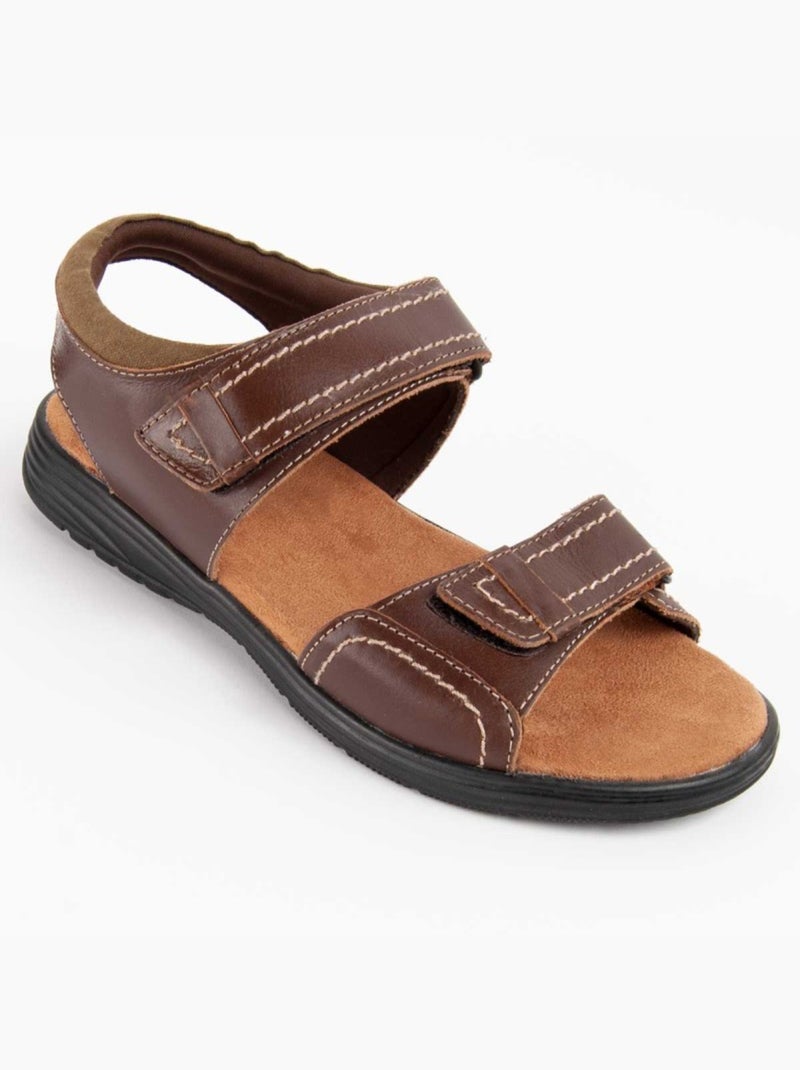 Sandalo Pelle Naturale Purapiel Marrone - Kiabi