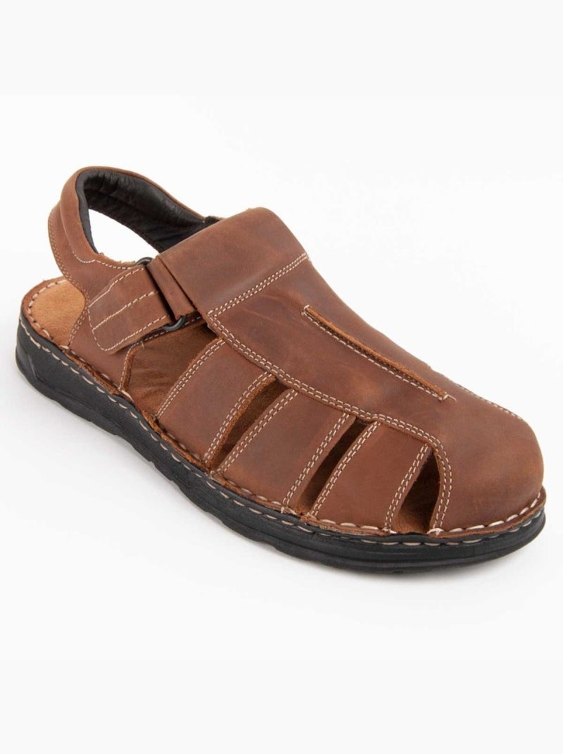 Sandalo Pelle Naturale Purapiel Marrone - Kiabi