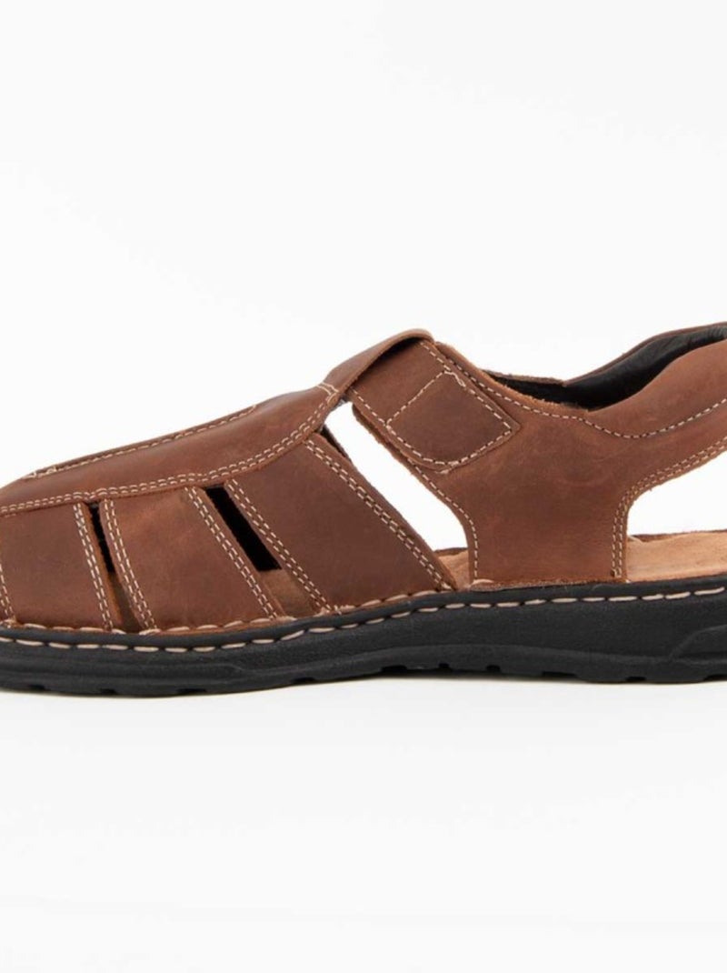 Sandalo Pelle Naturale Purapiel Marrone - Kiabi